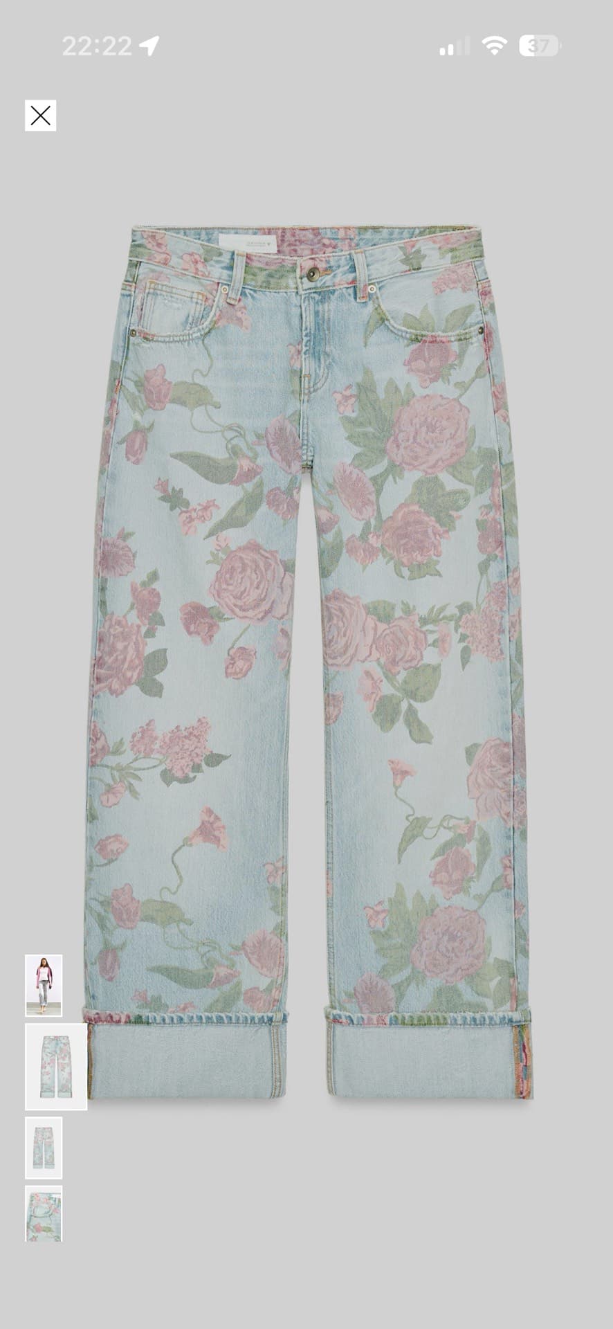 Floral Print Denim Jeans