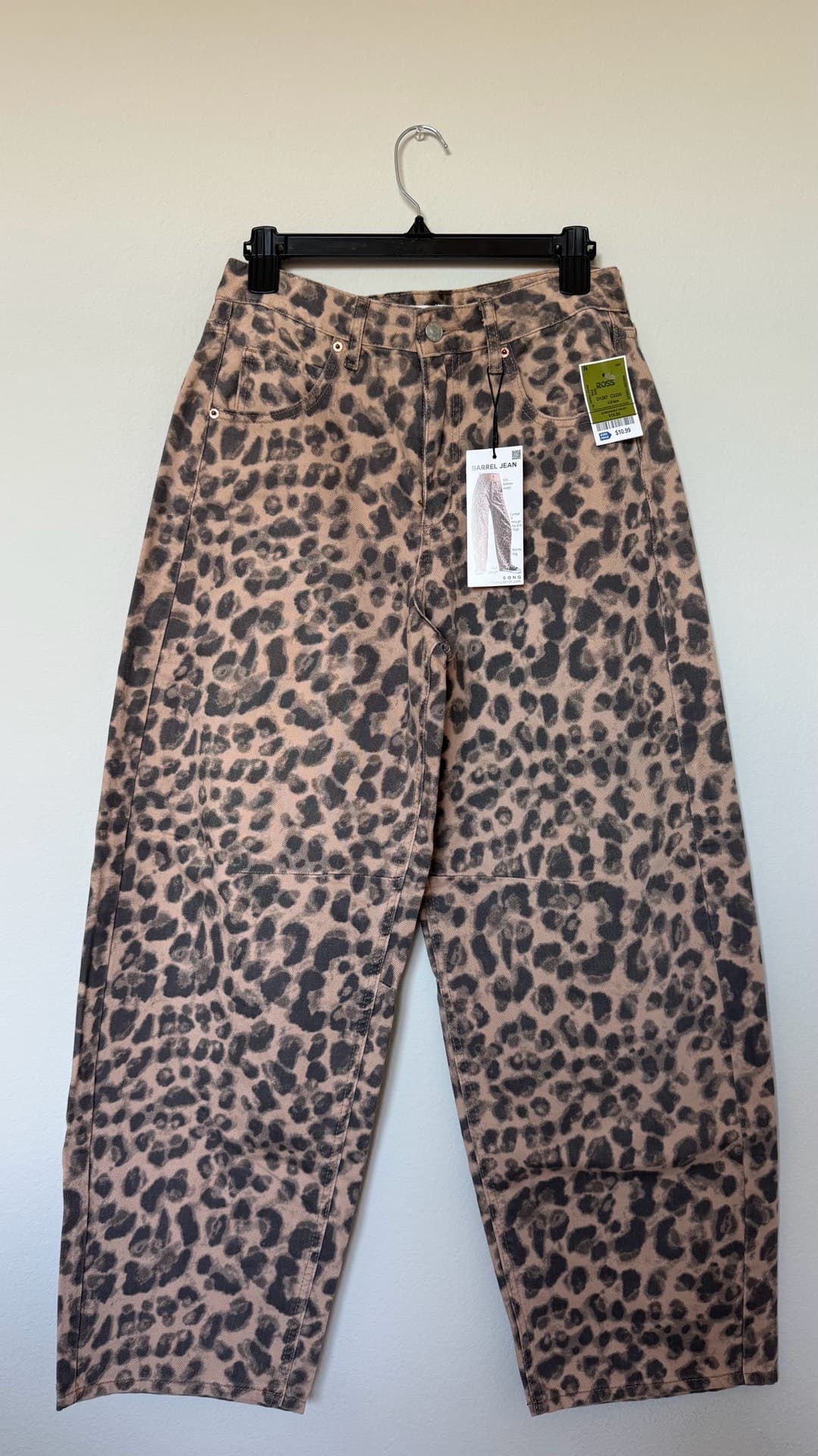 Leopard Print Barrel Jeans