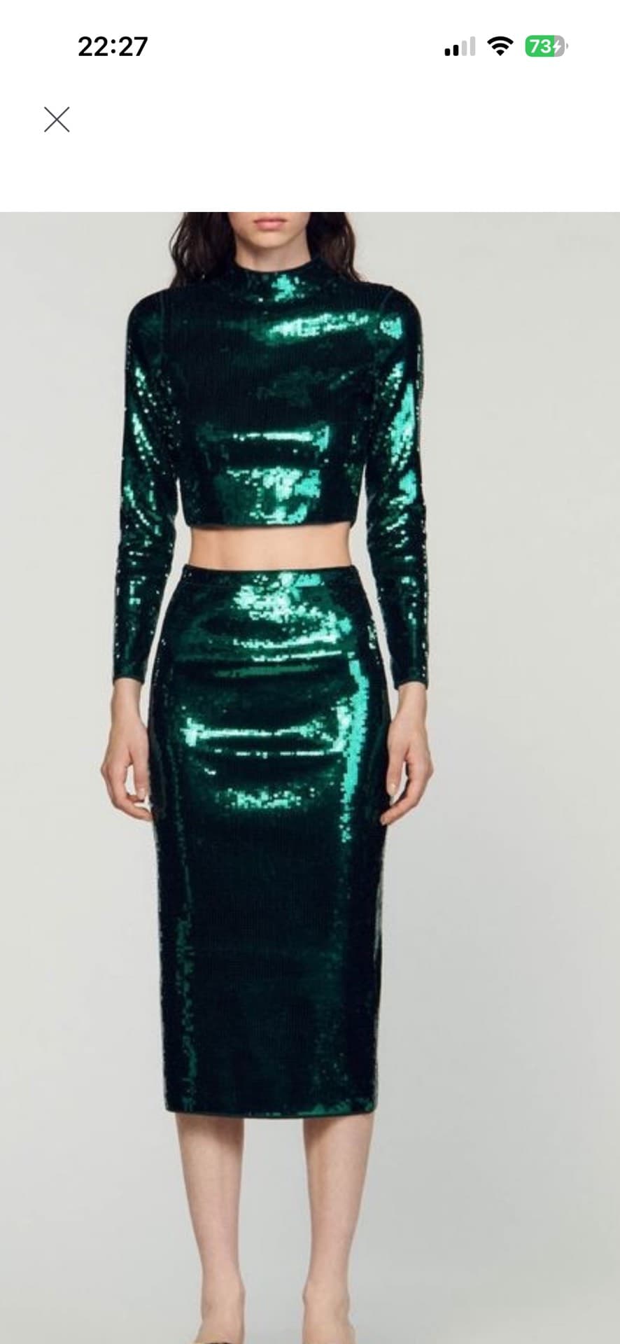 Shiny Green Two-Piece Set
