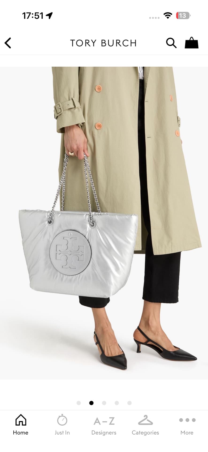 Tory Burch Silver Tote Bag