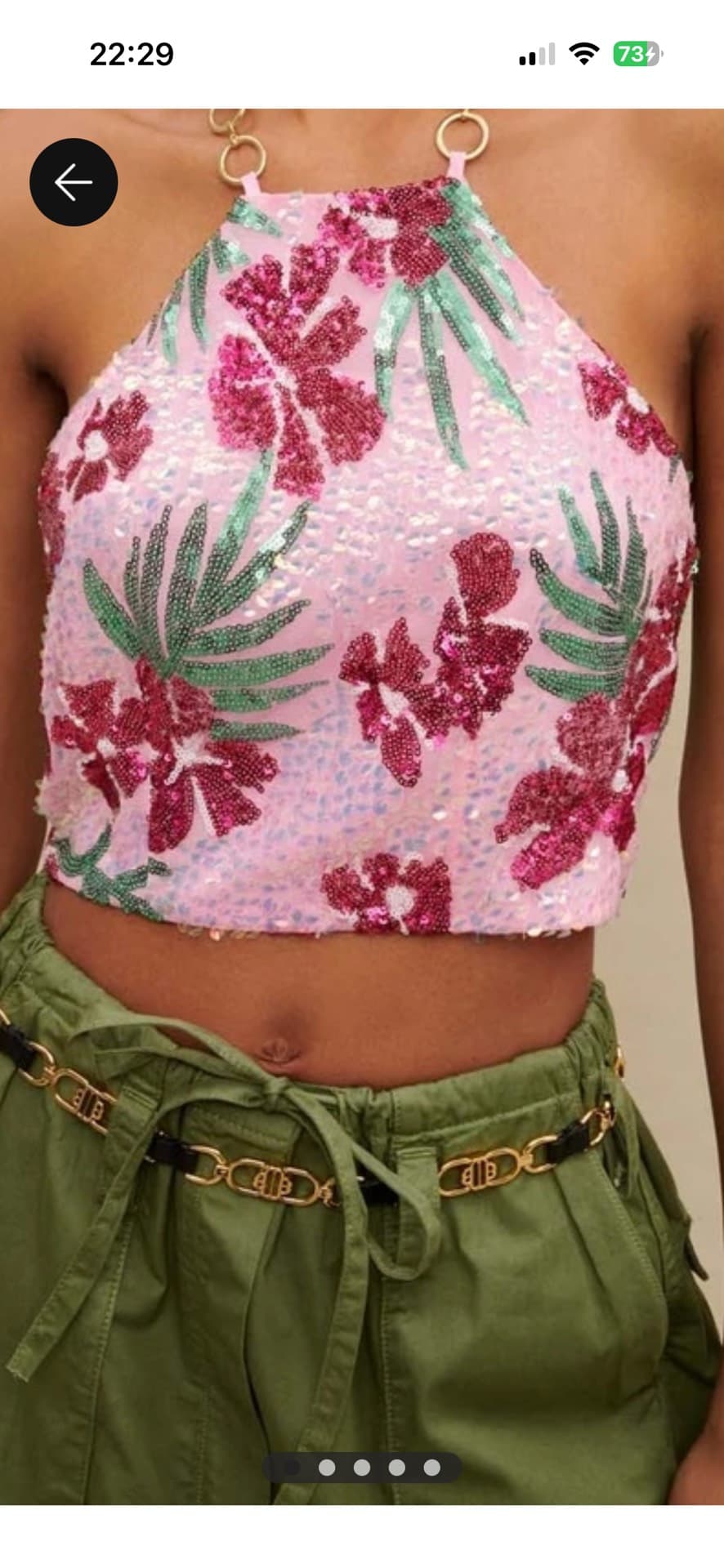 Floral Sequin Crop Top