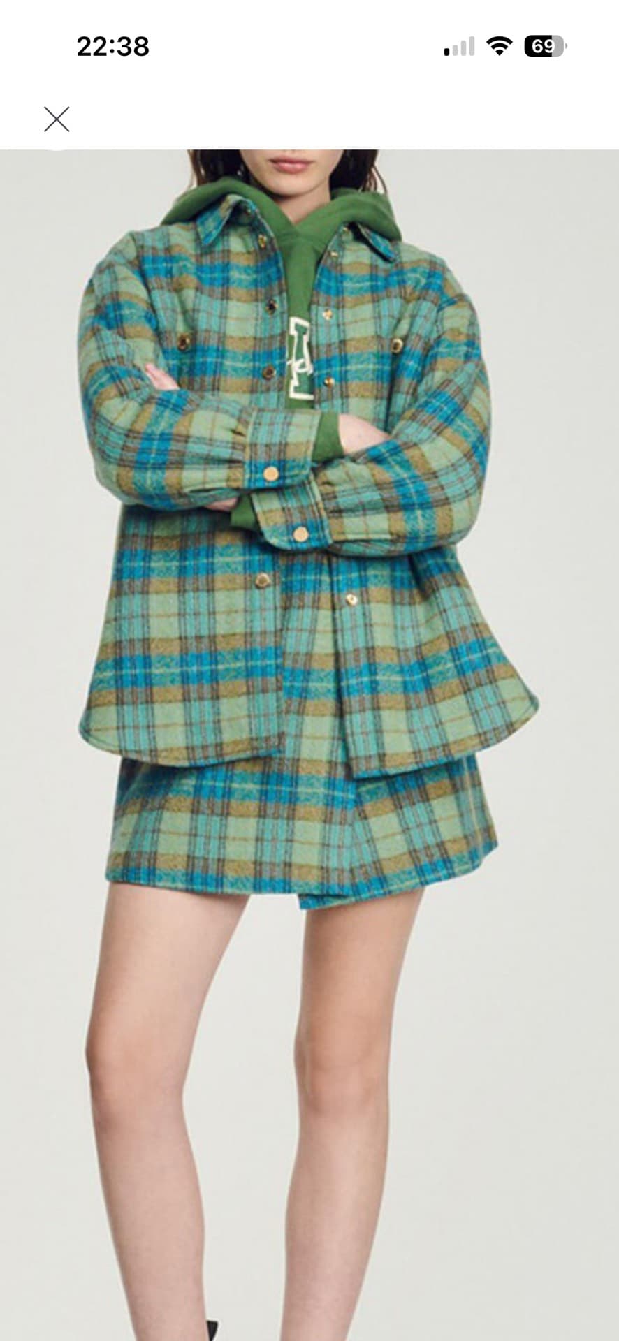 Trendy Plaid Jacket Set