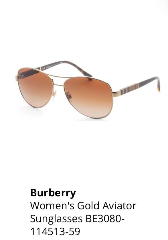 Burberry Women's Gold Aviator Sunglasses