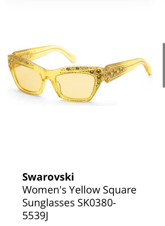 Swarovski Yellow Square Sunglasses