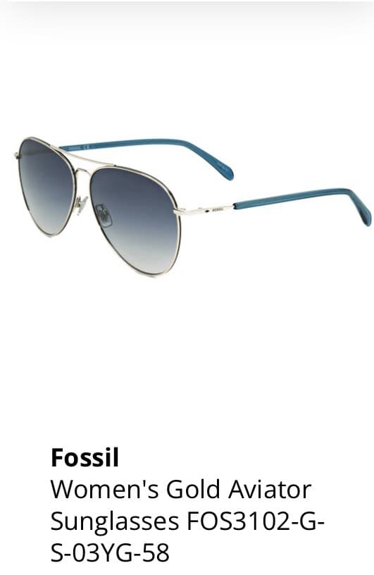 Fossil Women's Gold Aviator Sunglasses