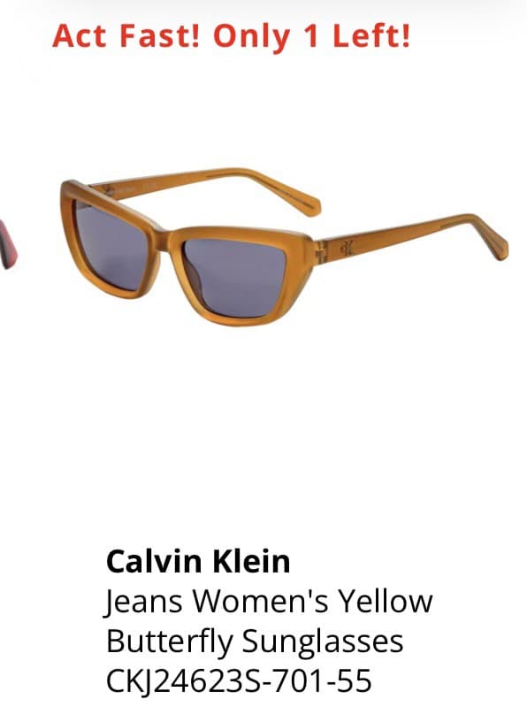 Calvin Klein Yellow Butterfly Sunglasses
