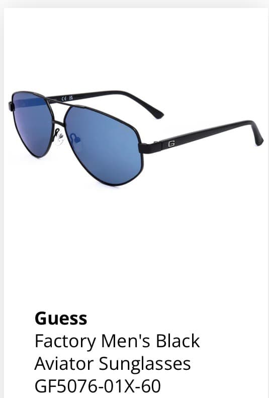 Guess Black Aviator Sunglasses