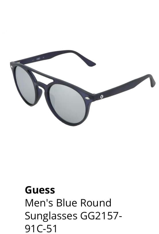 Guess Men's Blue Round Sunglasses