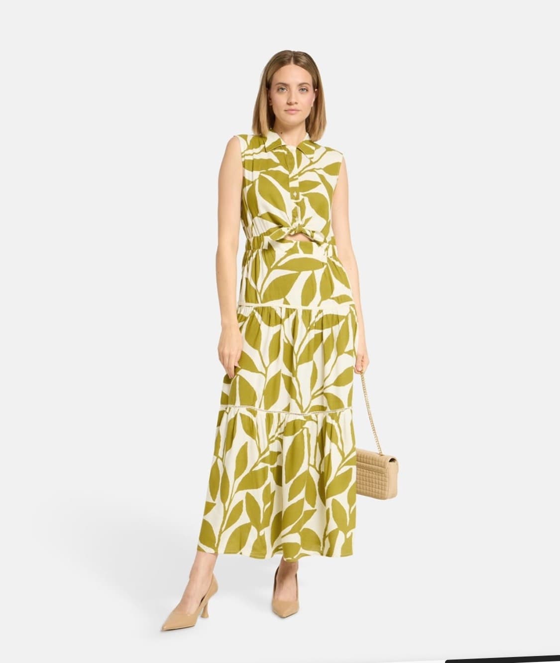 Chic Leaf Print Dress