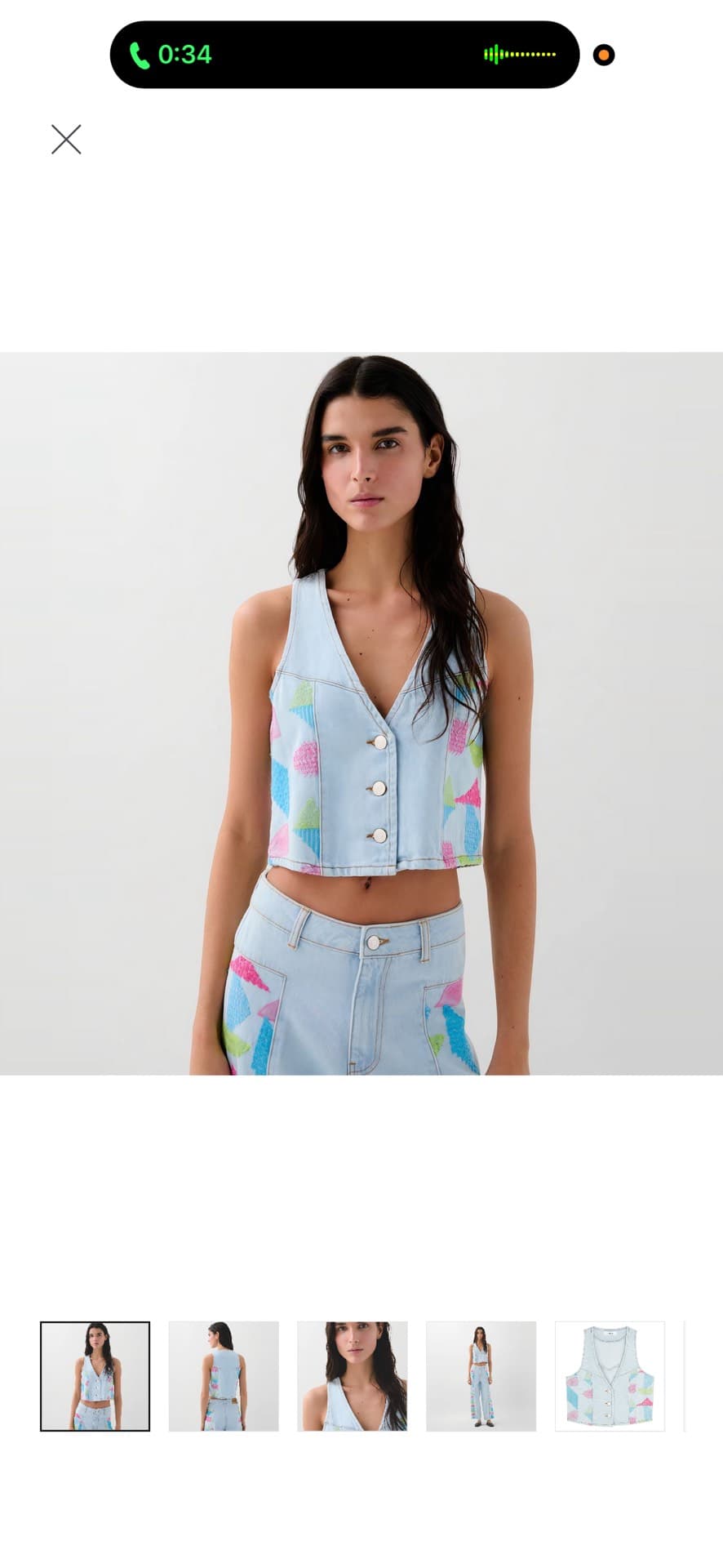 Colorful Denim Crop Top