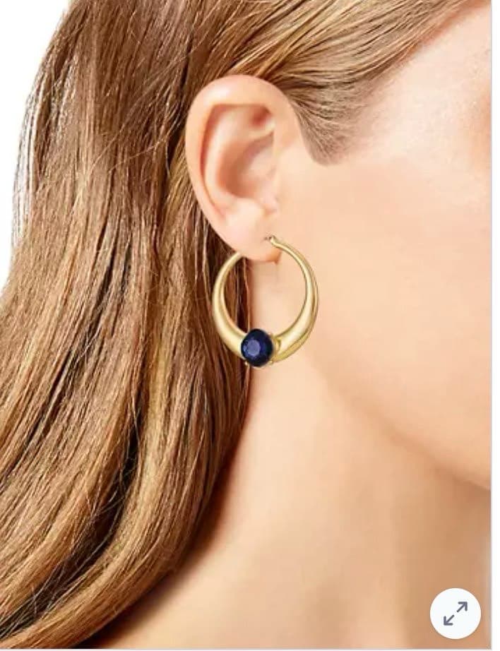 Gold Hoop Earrings with Sapphire
