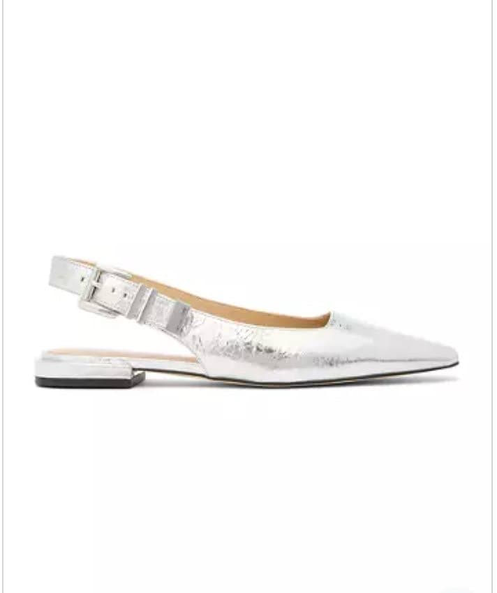 Silver Slingback Flats