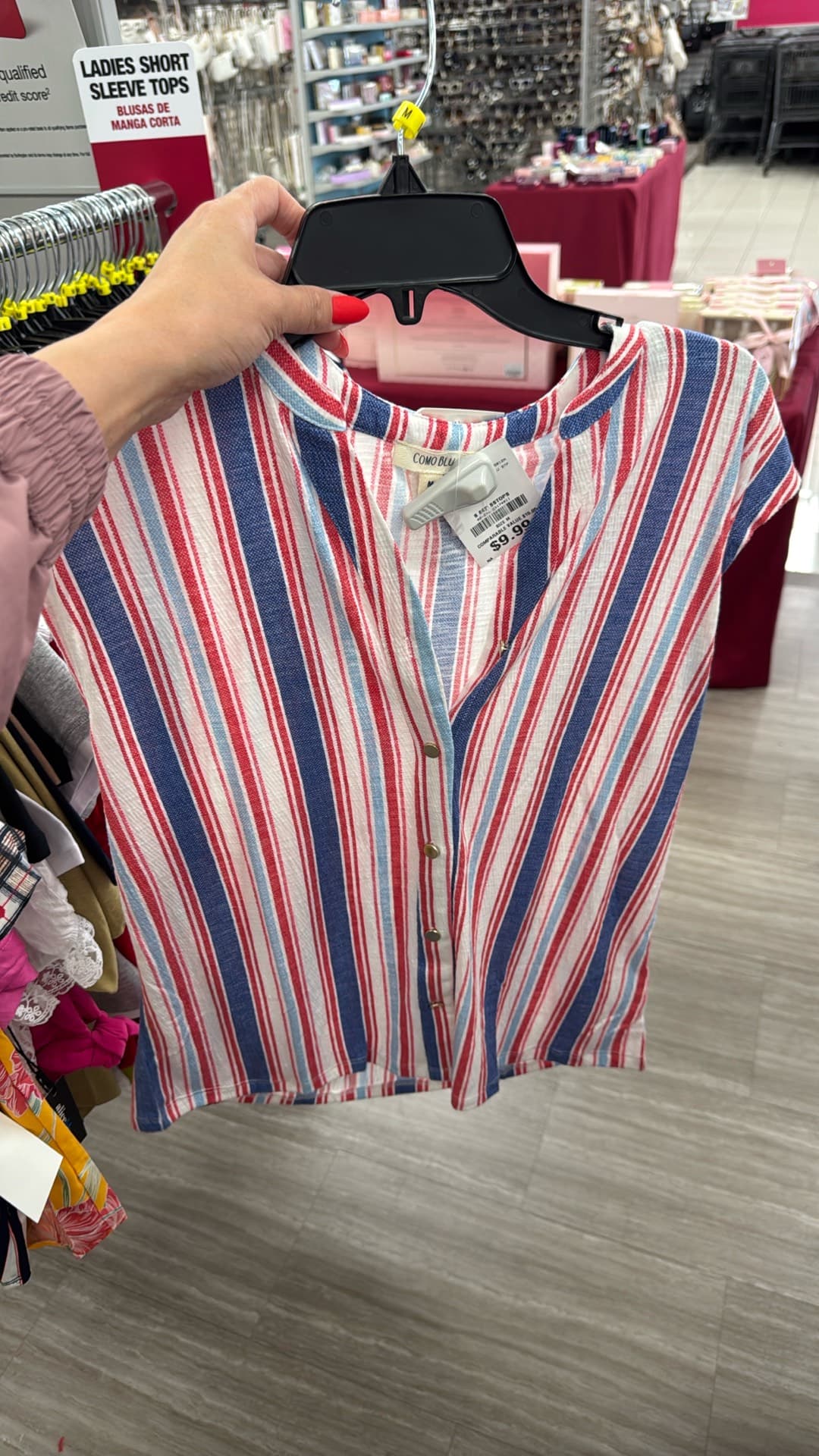 Striped Short Sleeve Blouse
