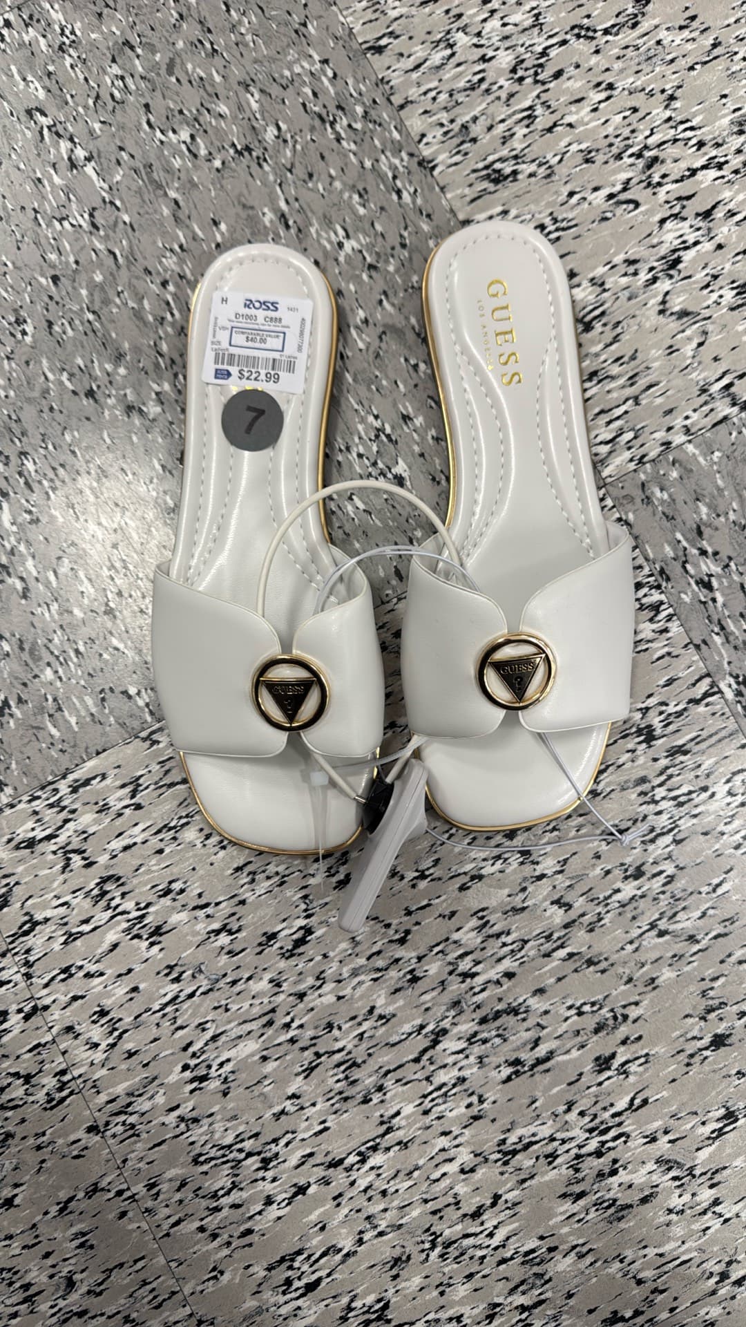 Guess White Slide Sandals