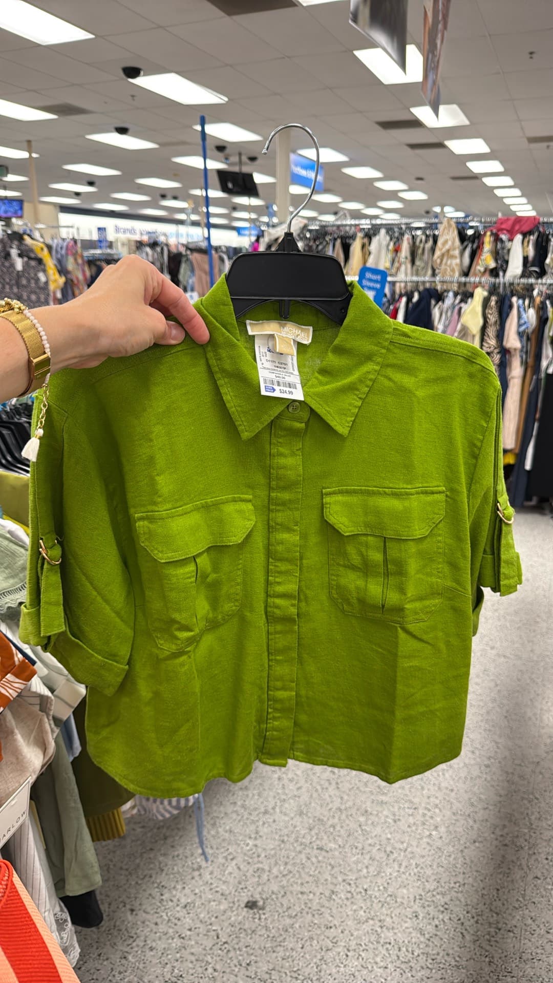 Trendy Green Cropped Shirt