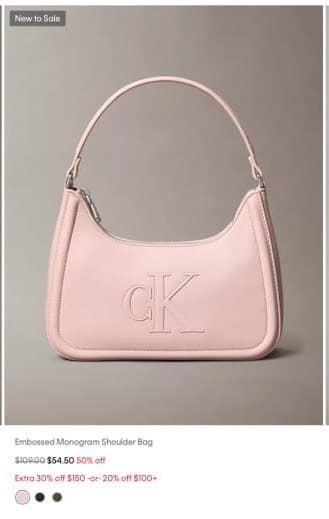 Calvin Klein Embossed Monogram Shoulder Bag
