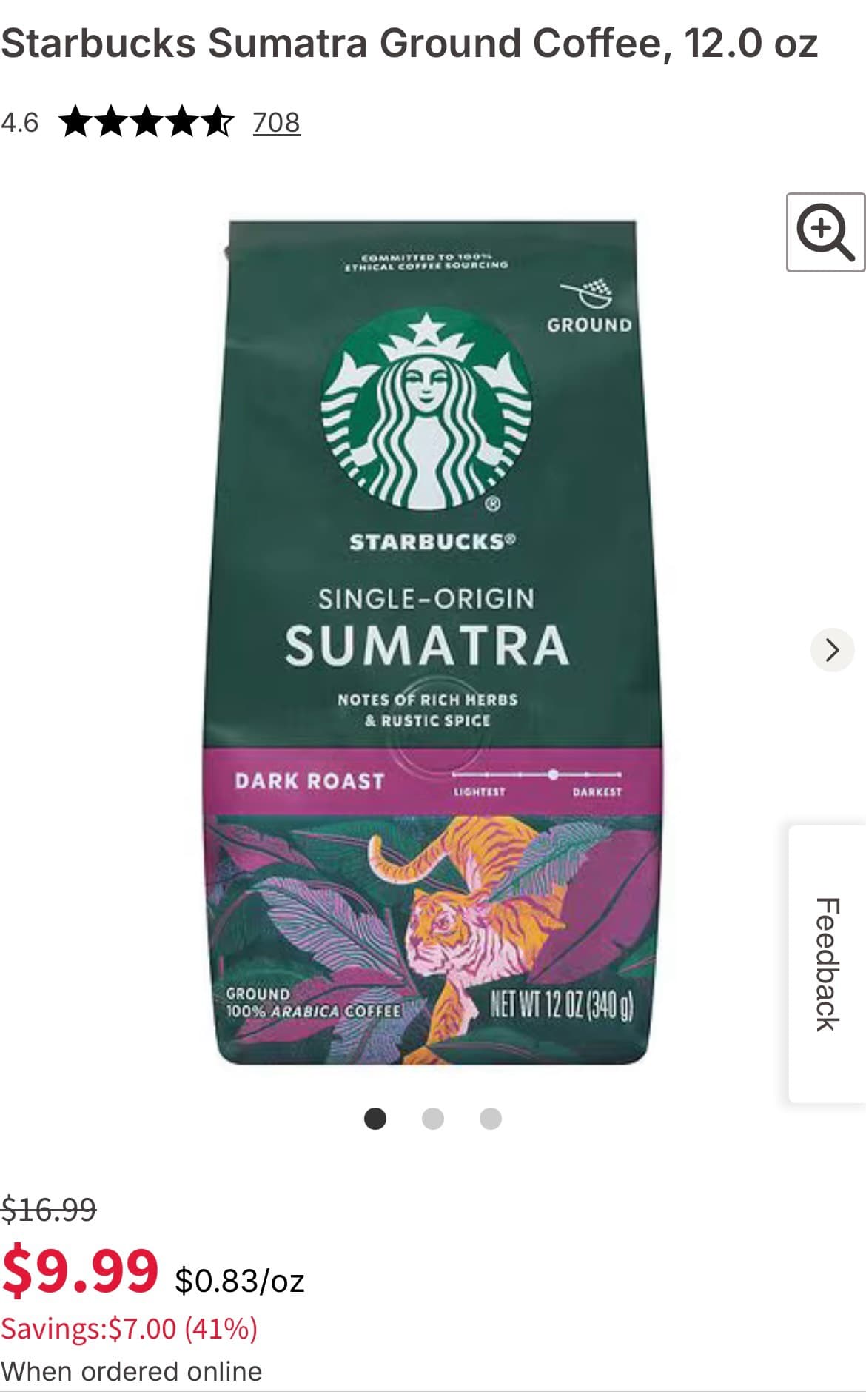 Starbucks Sumatra Ground Coffee