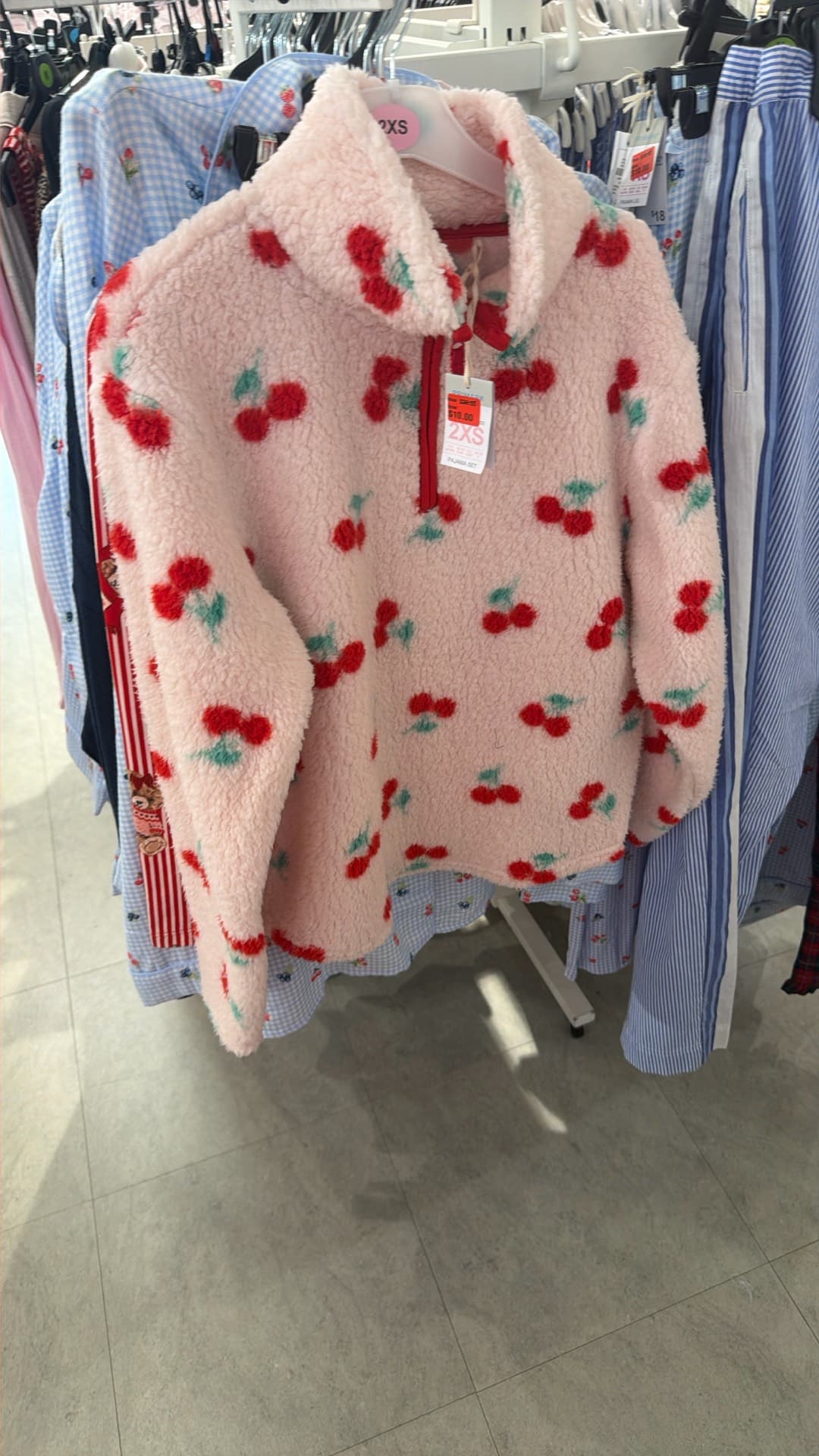 Cherry Print Fleece Pullover