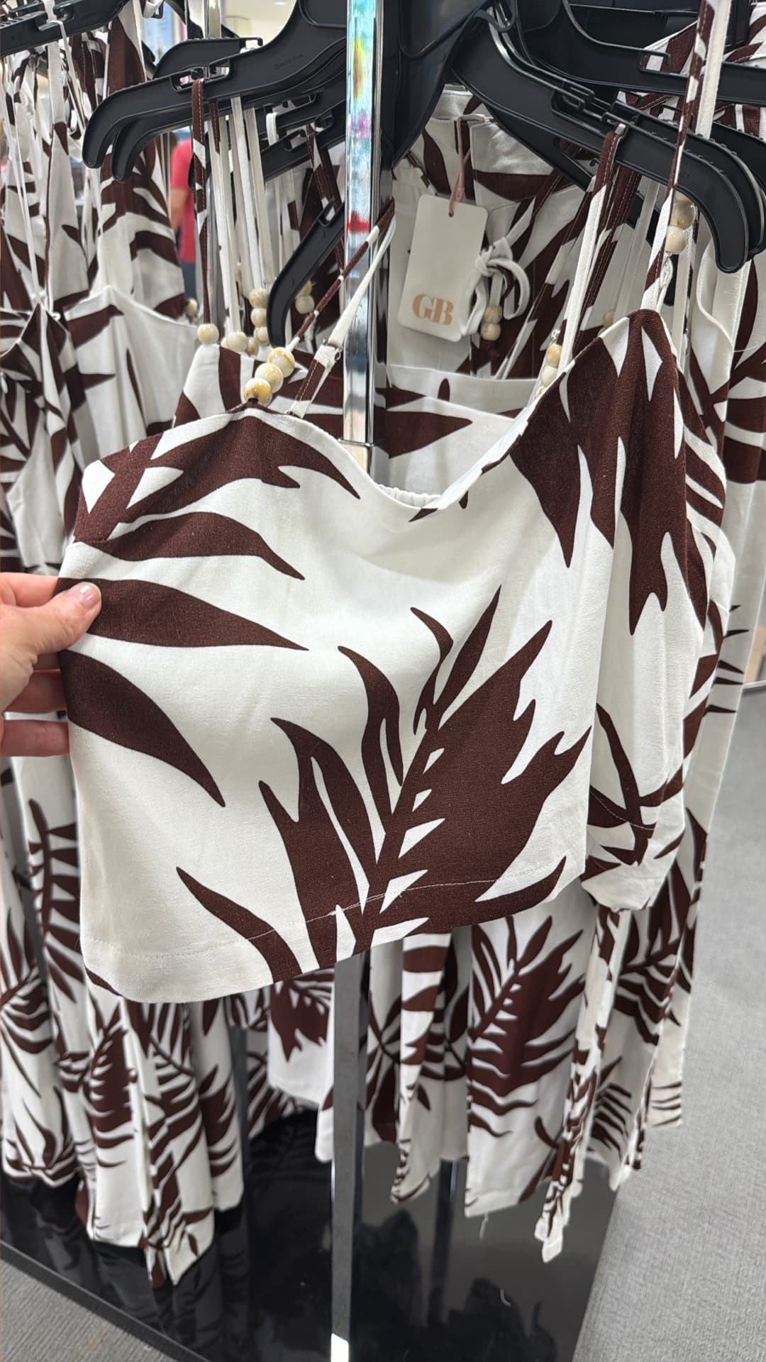 Tropical Leaf Print Crop Top