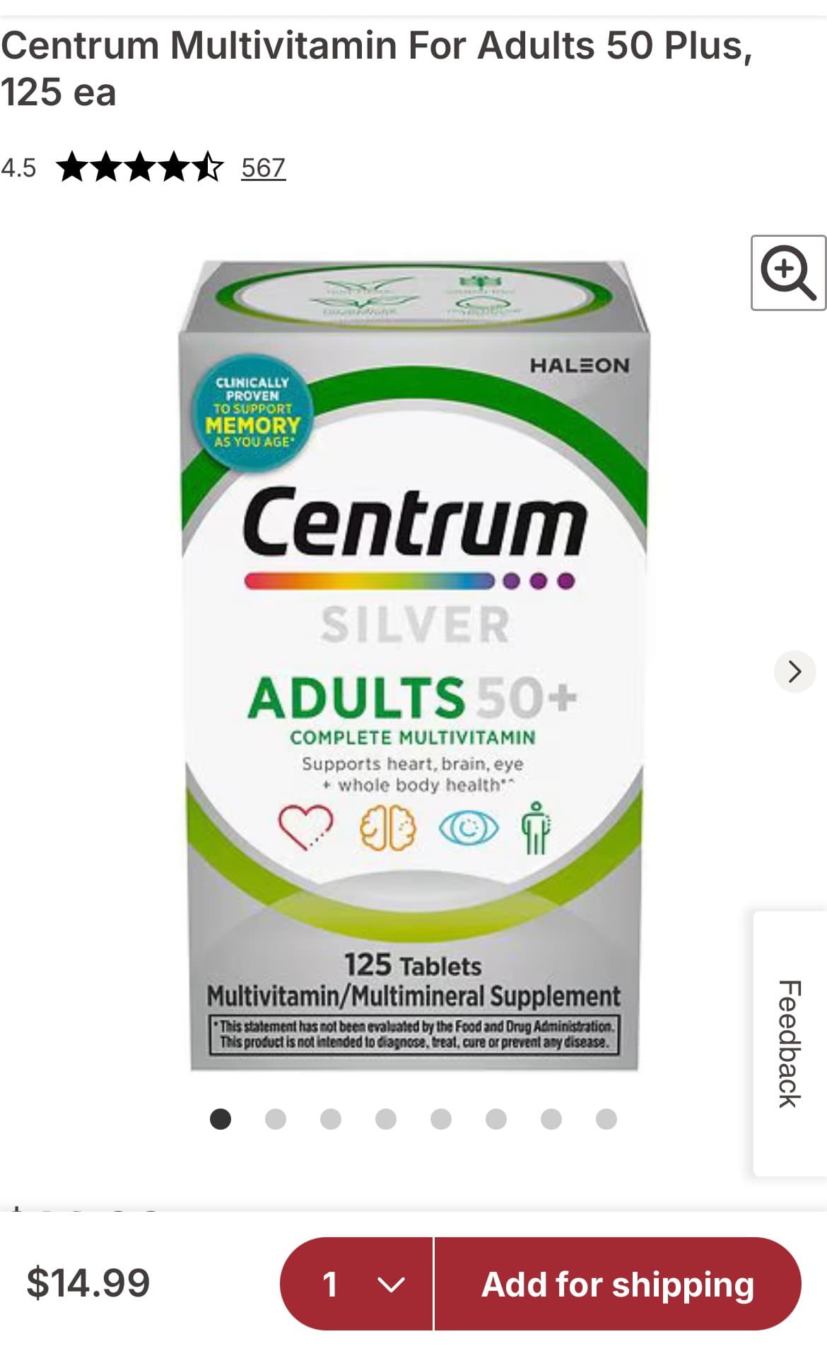 Centrum Silver Multivitamin for Adults 50+