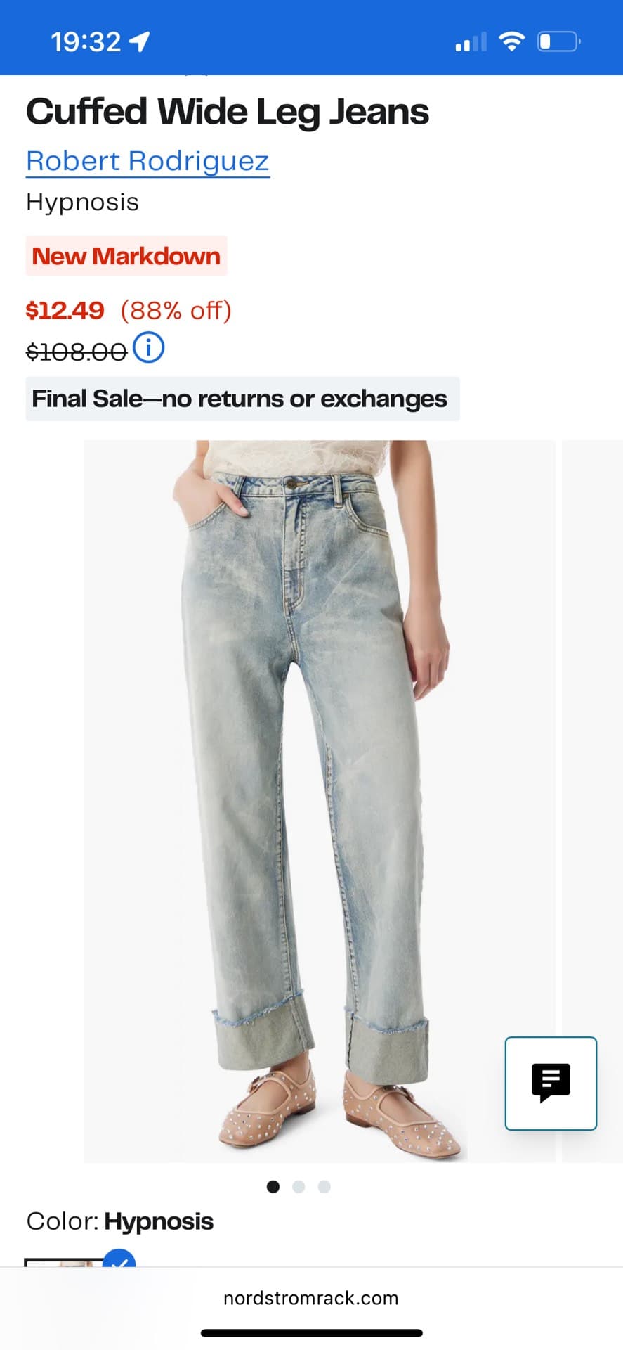 Cuffed Wide Leg Jeans