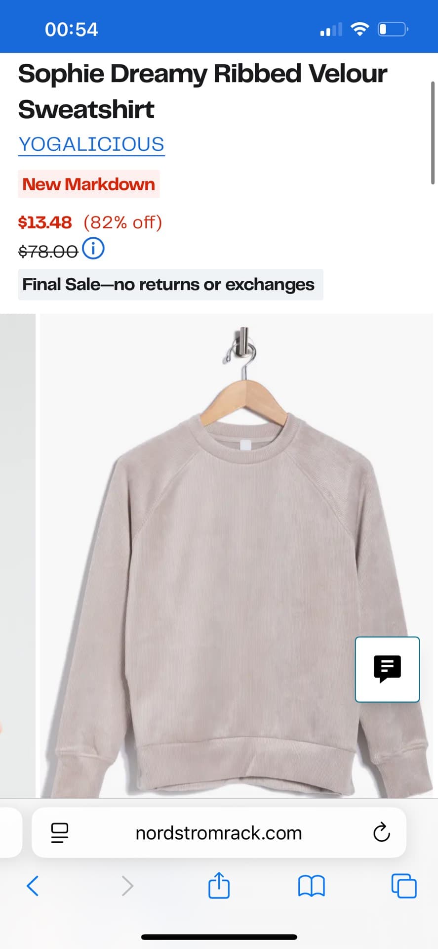 Sophie Dreamy Ribbed Velour Sweatshirt
