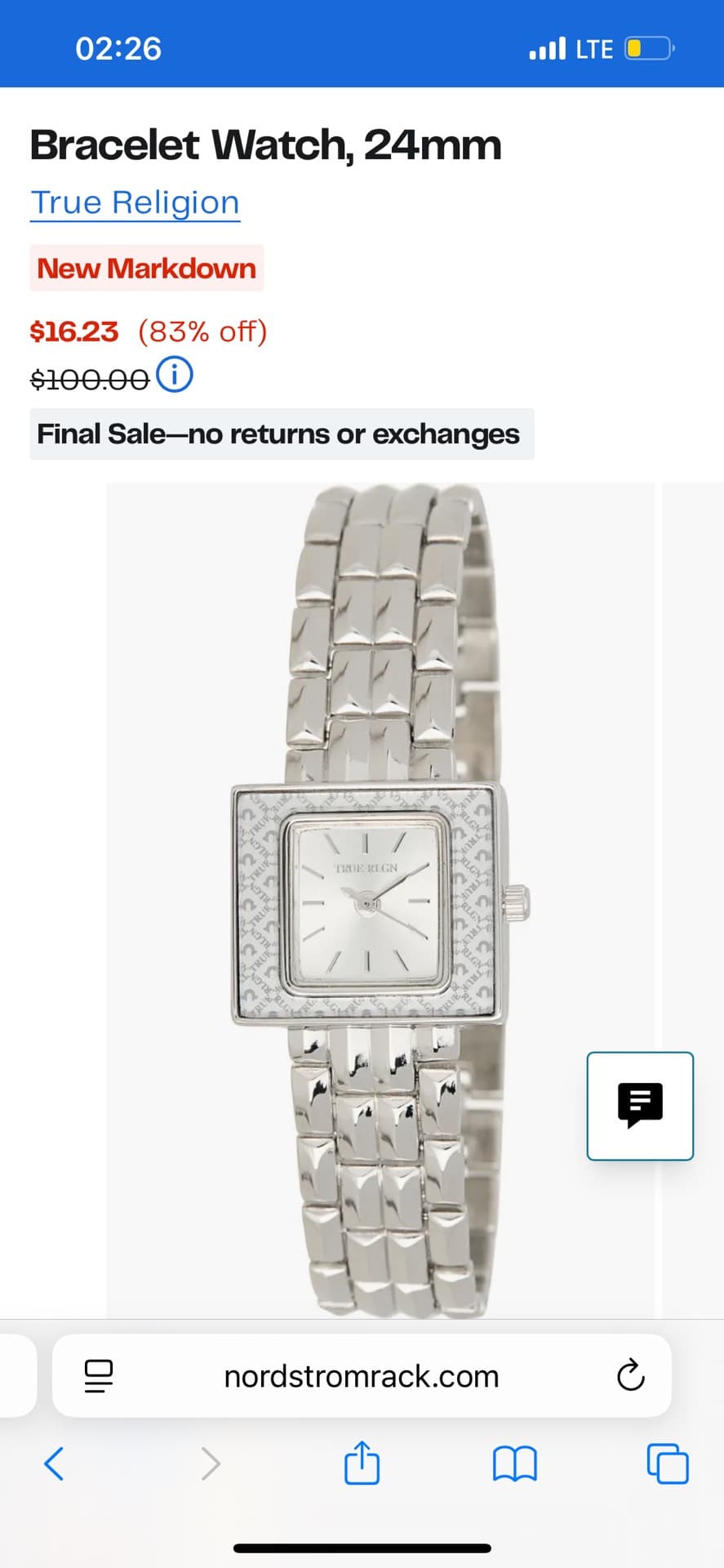True Religion Bracelet Watch