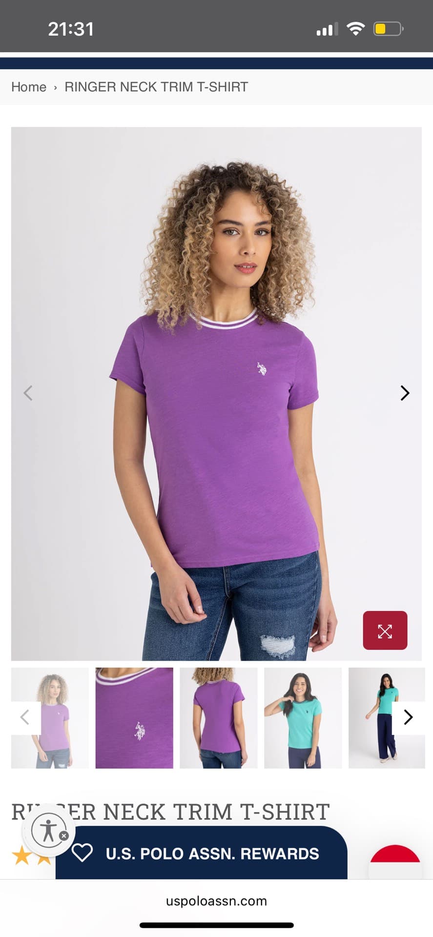 Purple Ringer Neck T-Shirt