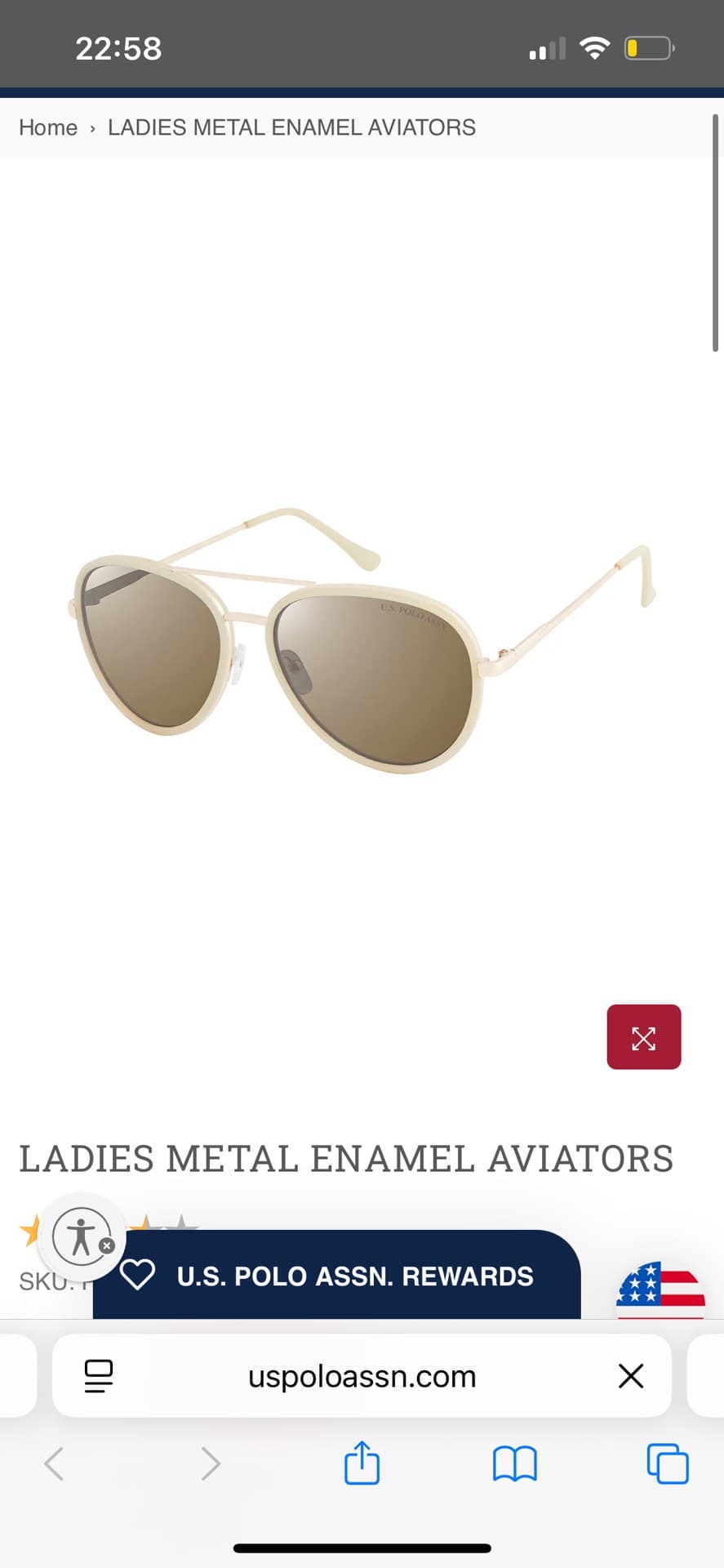Ladies Metal Enamel Aviators