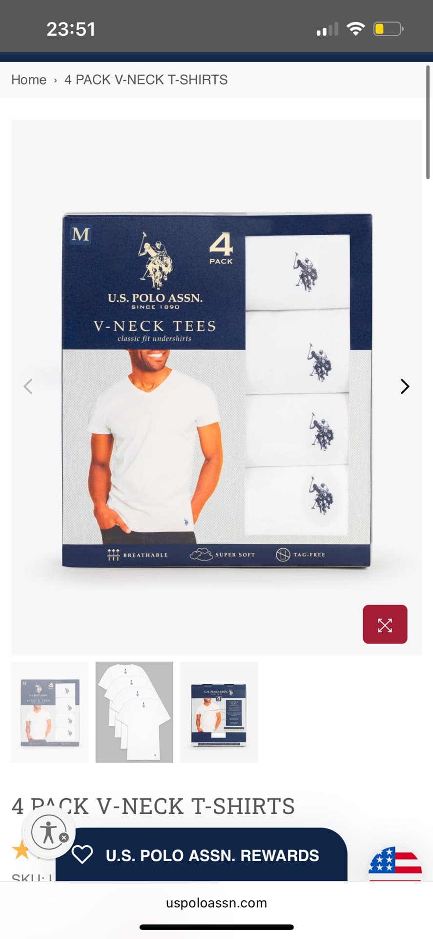U.S. Polo Assn. V-Neck T-Shirts - 4 Pack
