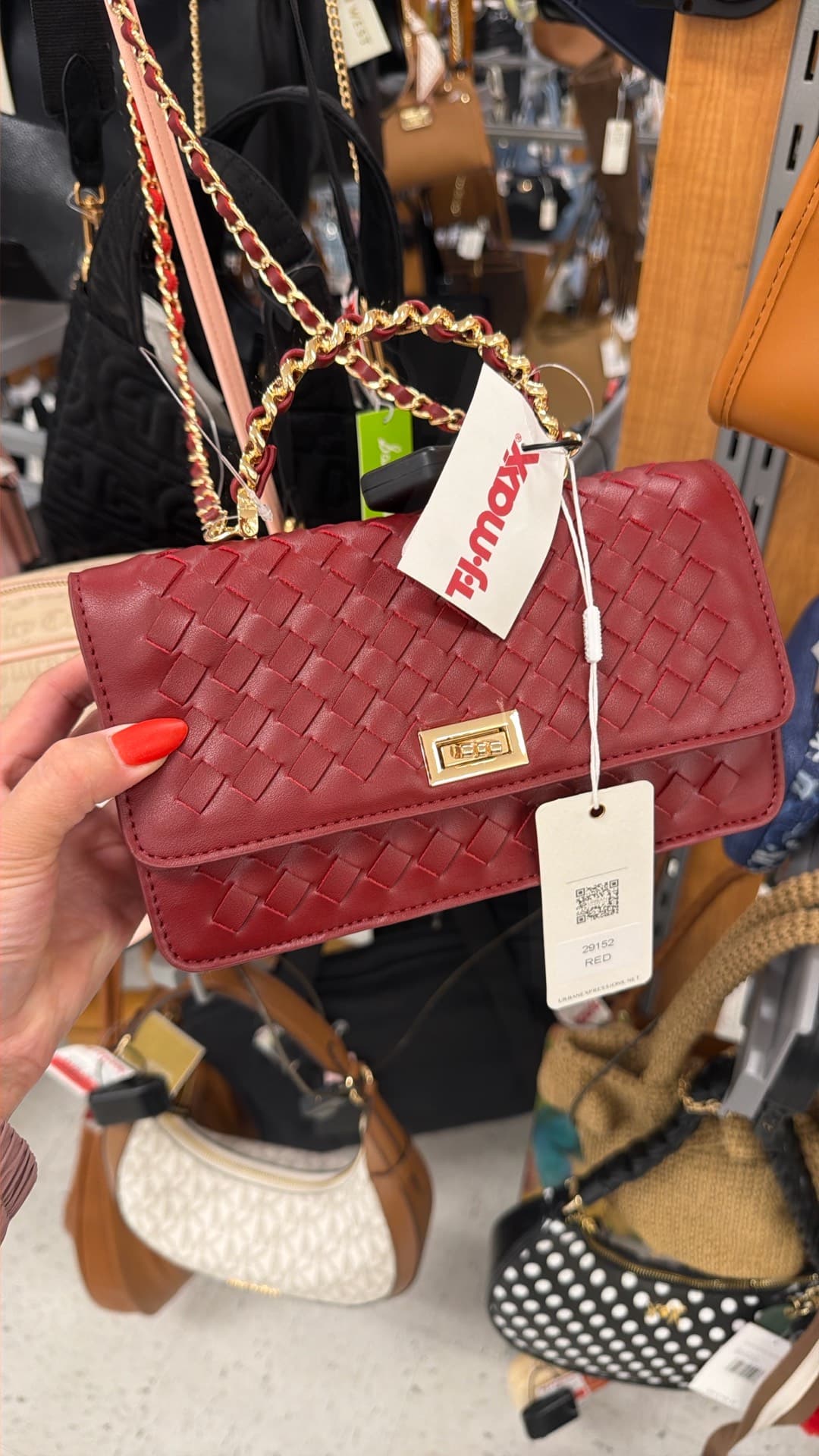 Chic Red Woven Clutch