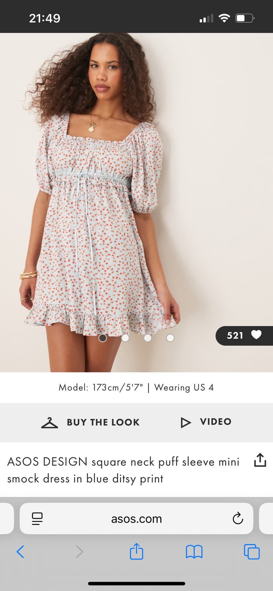 ASOS Puff Sleeve Mini Dress