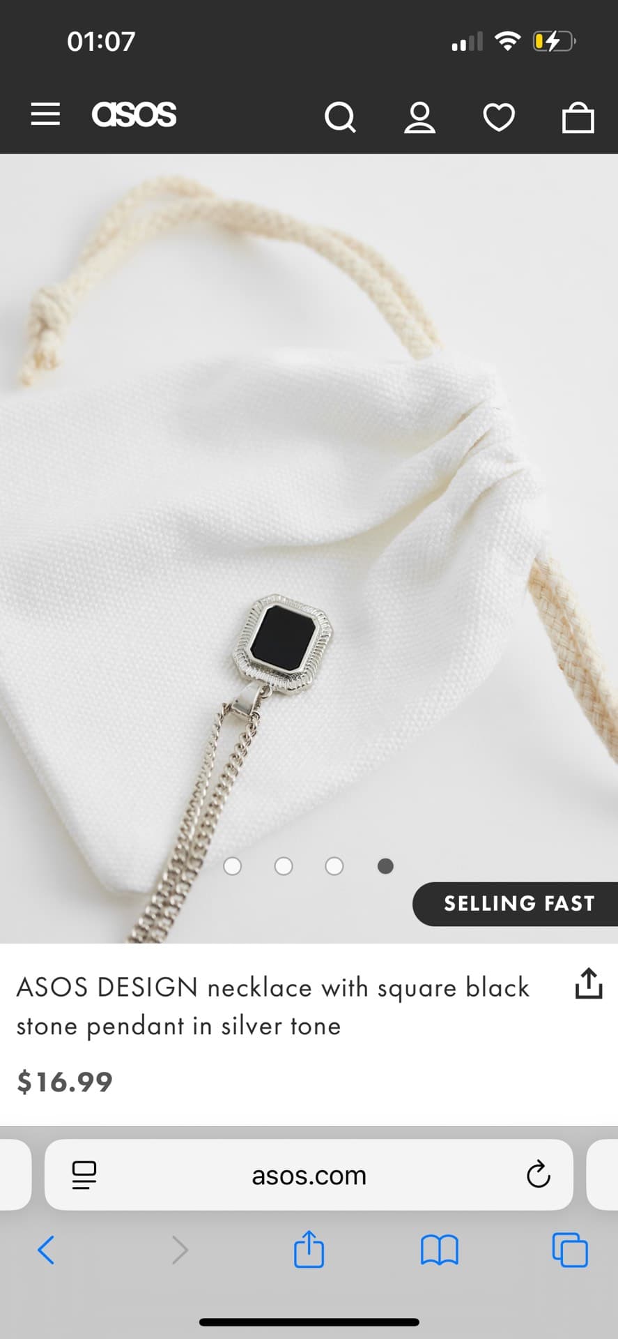ASOS Square Black Pendant Necklace