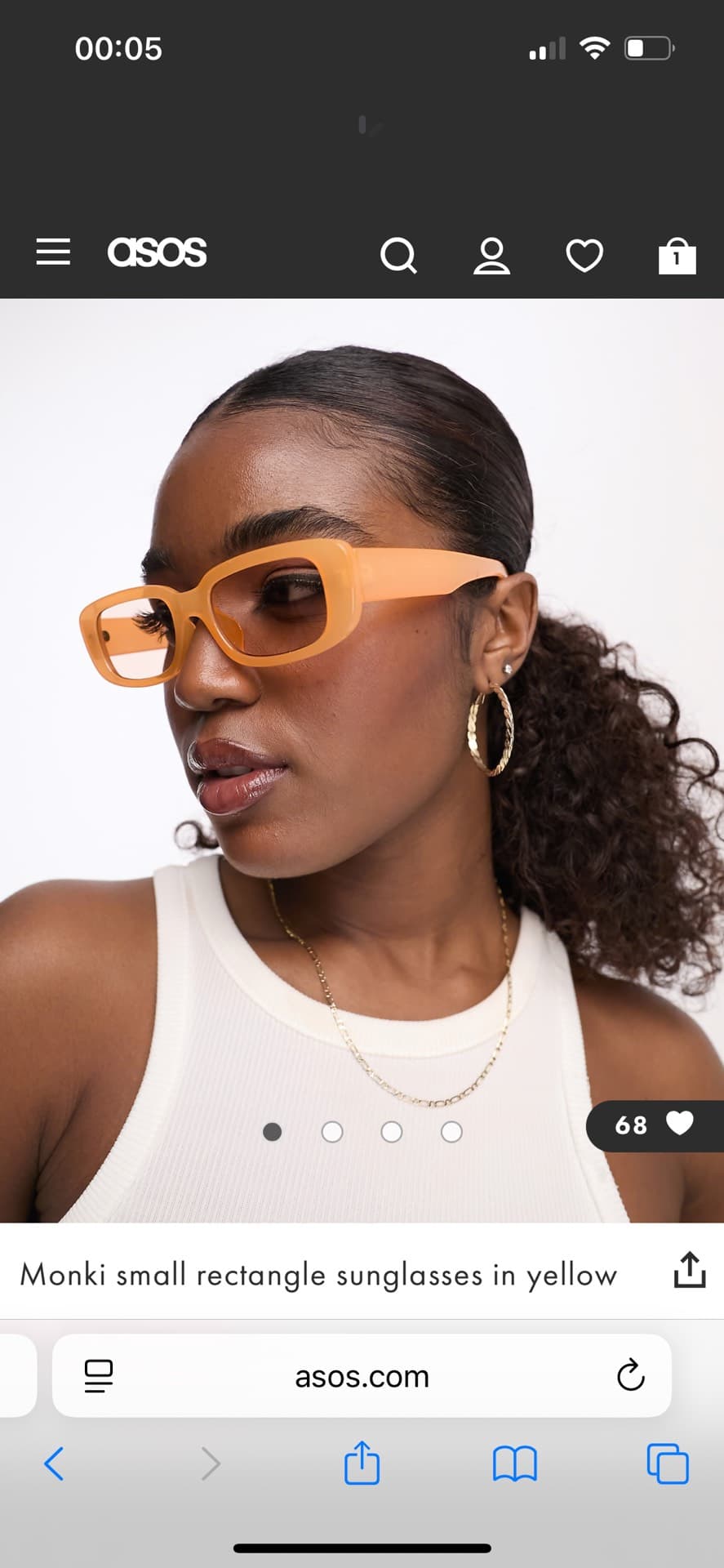 Monki Small Rectangle Sunglasses