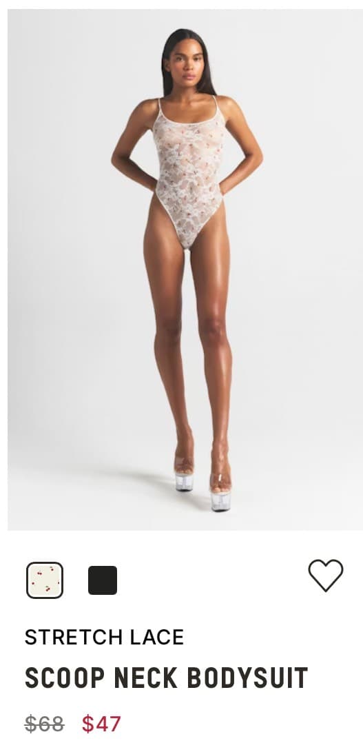 Stretch Lace Scoop Neck Bodysuit