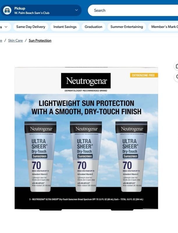 Neutrogena Ultra Sheer Sunscreen