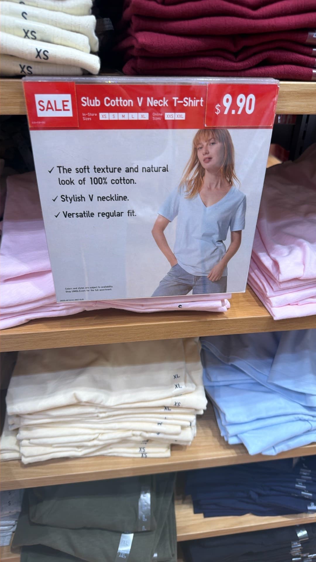 Slub Cotton V Neck T-Shirt