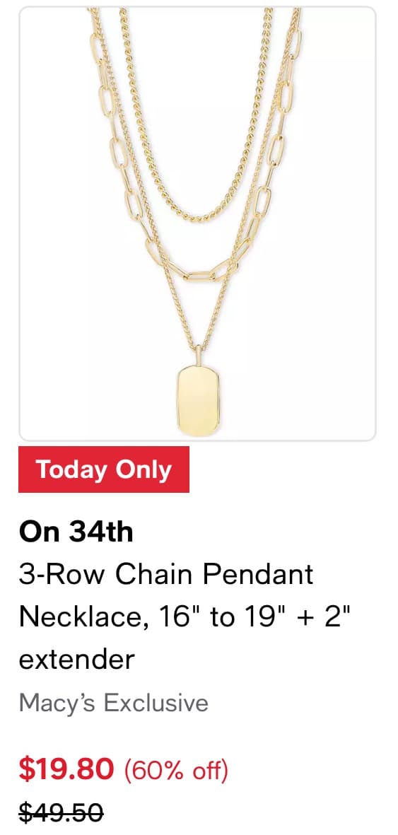 3-Row Chain Pendant Necklace