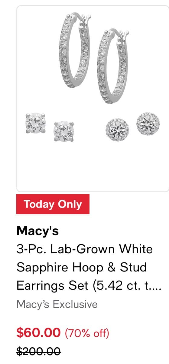Lab-Grown White Sapphire Earrings Set