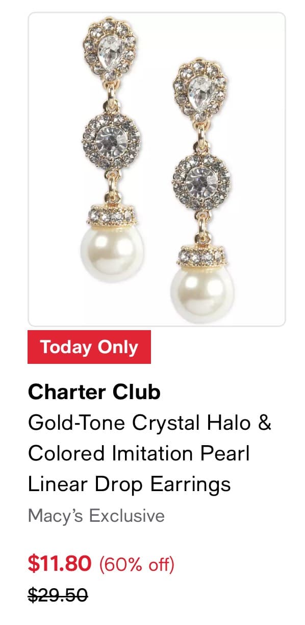Gold-Tone Crystal Drop Earrings