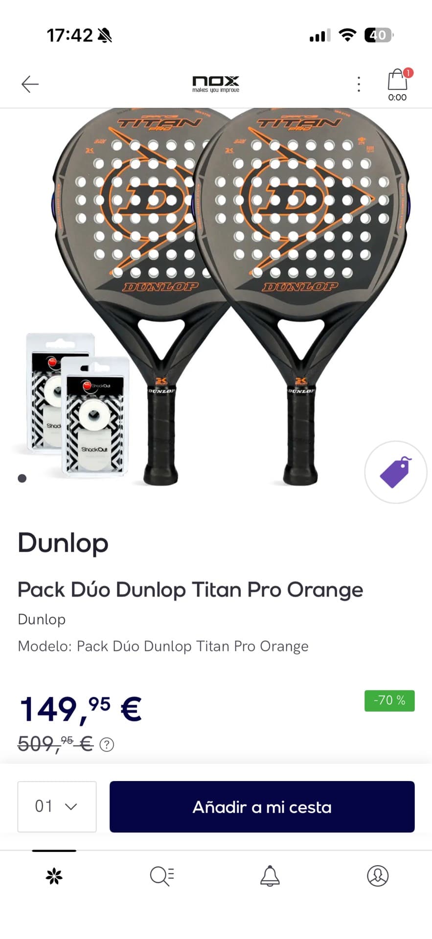 П paddle ракетки Dunlop Titan Pro