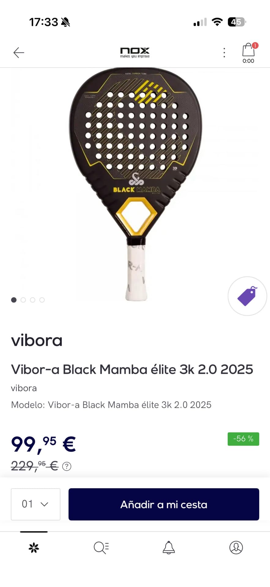Vibor-a Black Mamba Elite Paddle