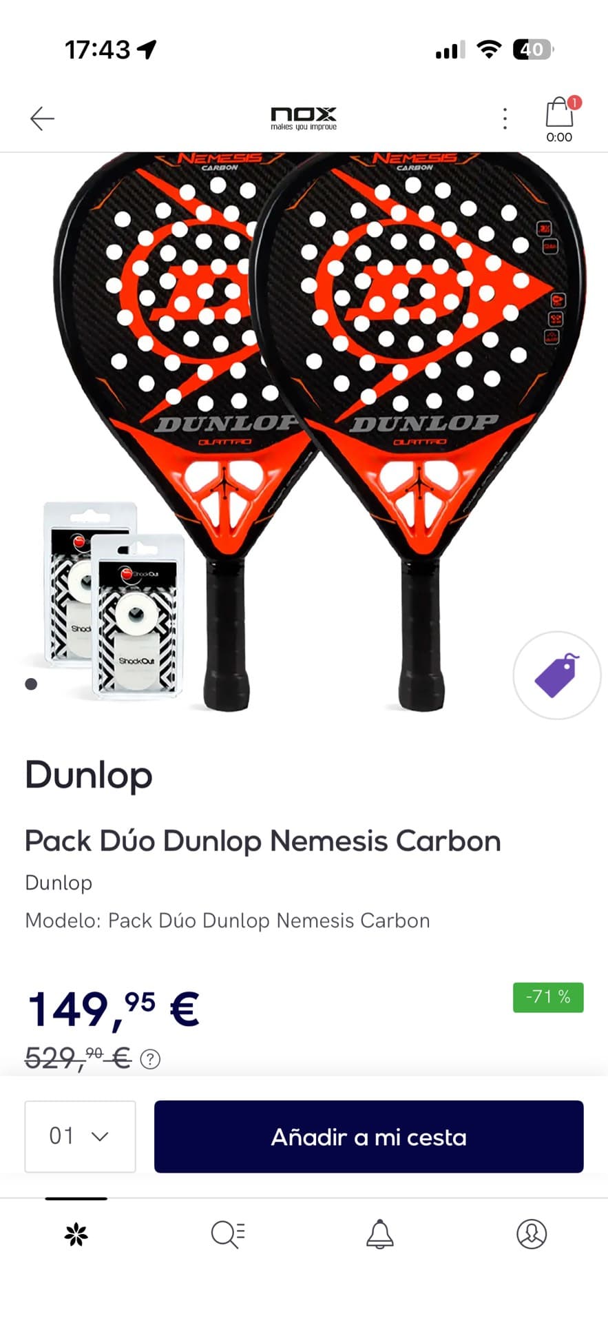 Dunlop Nemesis Carbon Paddle Set