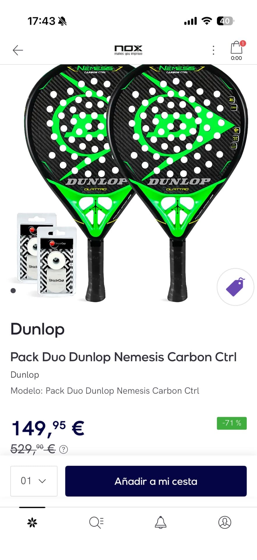 Dunlop Nemesis Carbon Paddle Set
