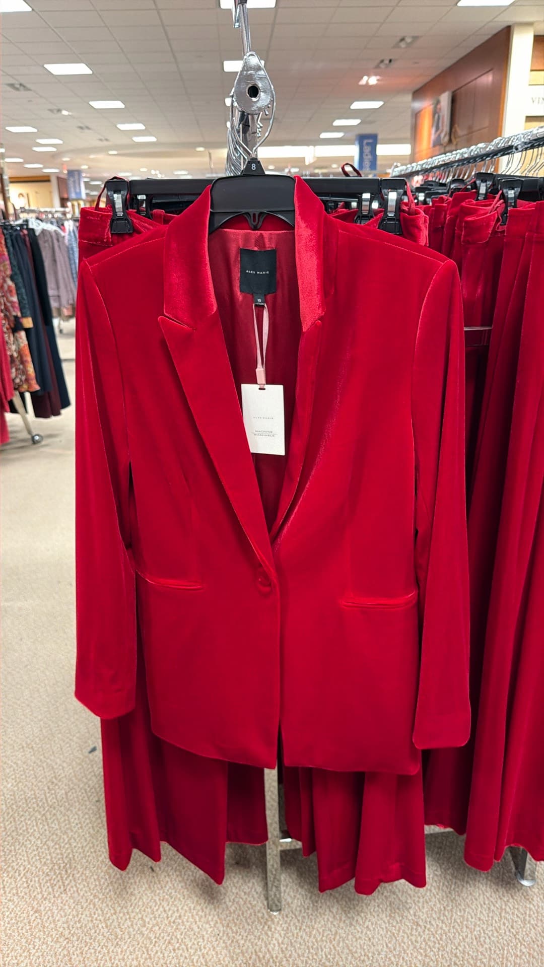 Elegant Red Velvet Blazer