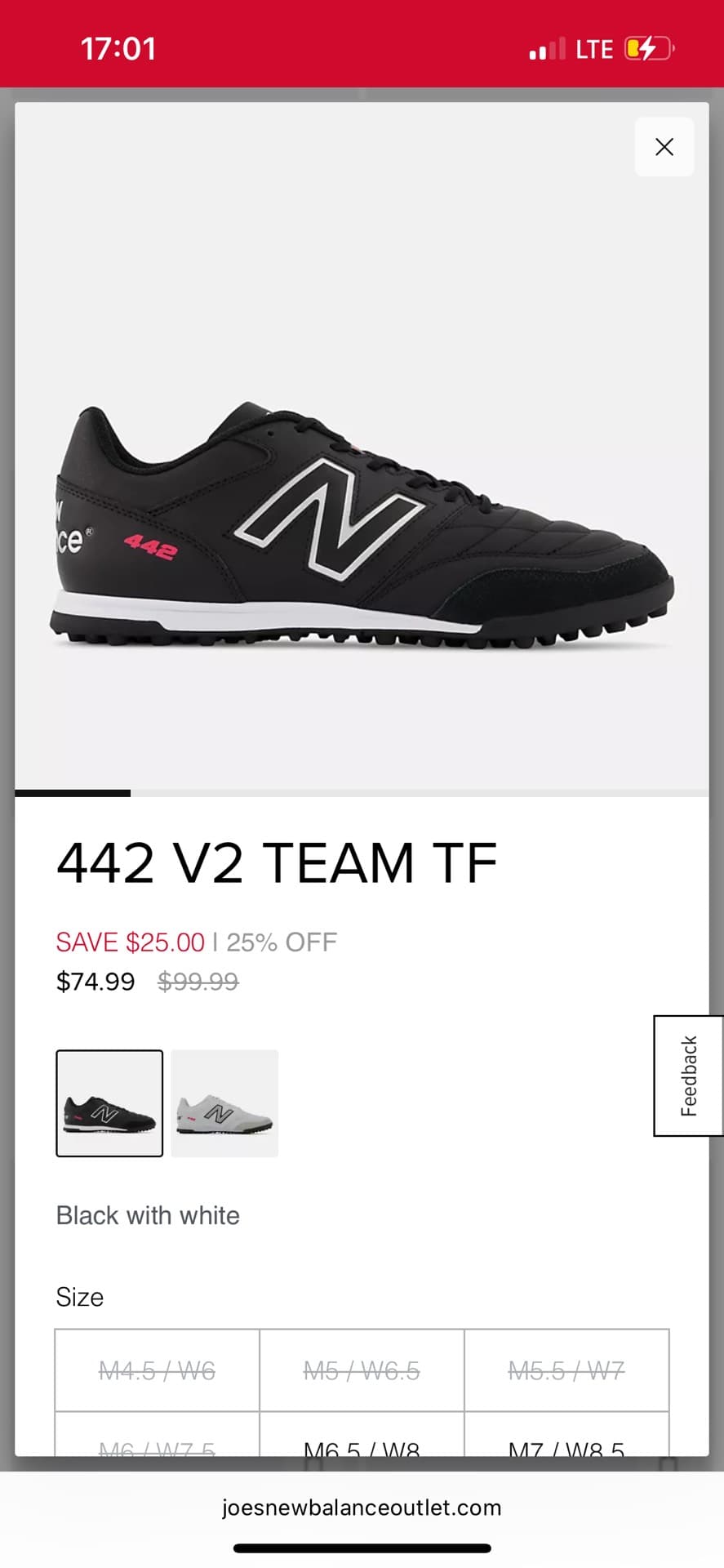 Футбольные бутсы New Balance 442 V2 Team TF